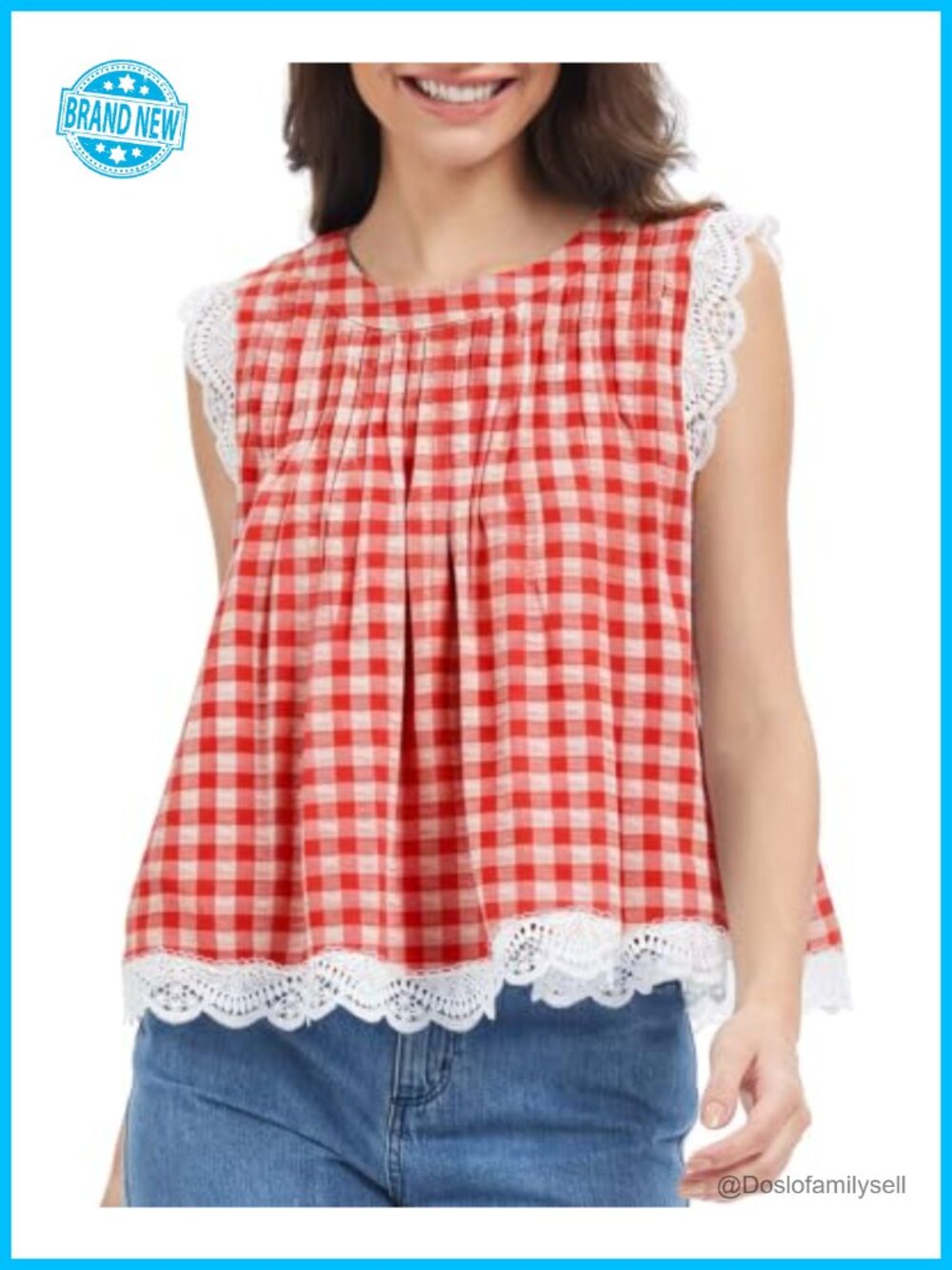 Women's Lace Trim Pleated Peplum Tank Top Sleeveless Summer Blouse